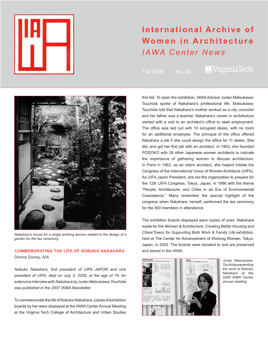 International Archive of Women in Architecture IAWA Center News