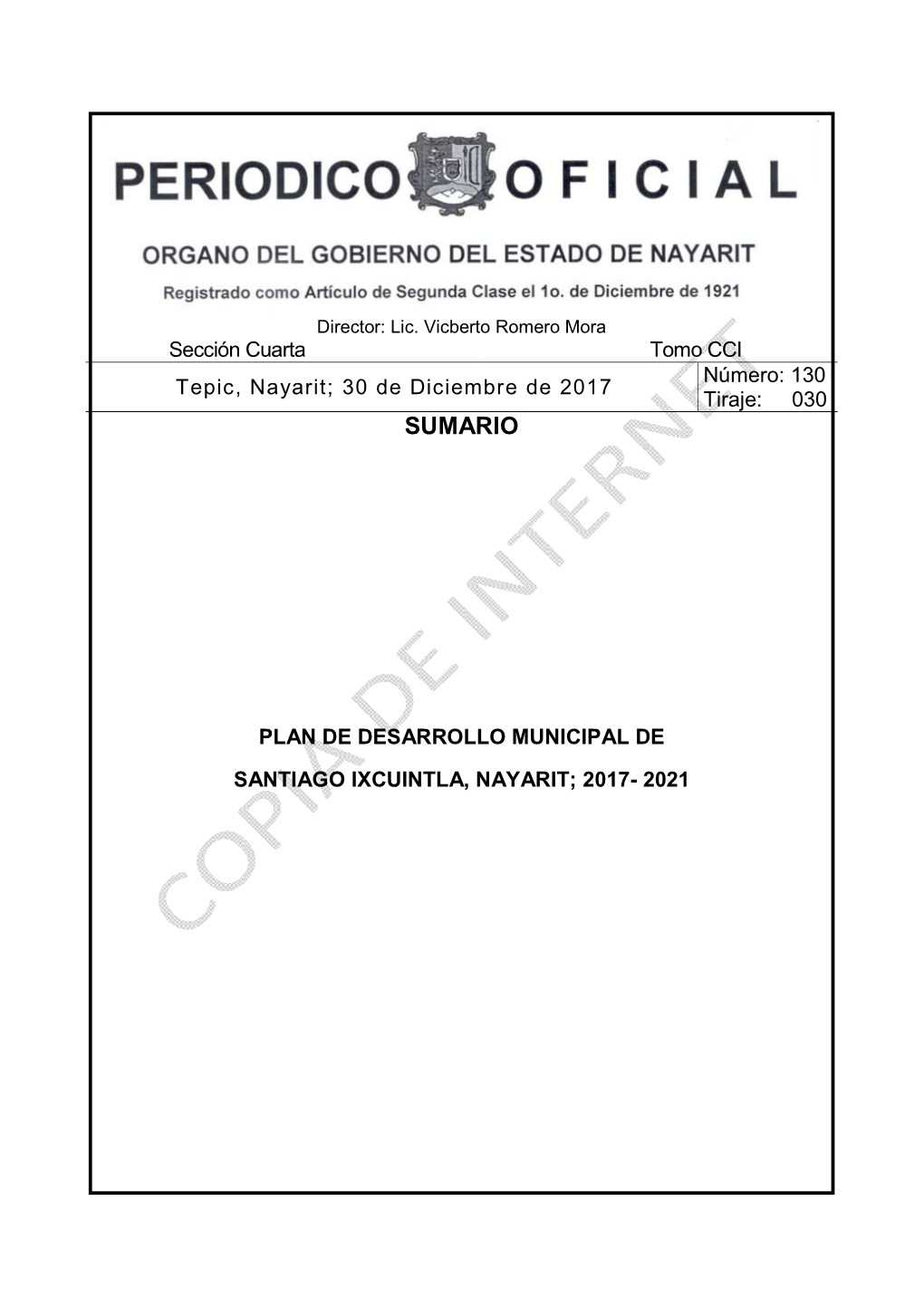 Sección Cuarta Tomo CCI Tepic, Nayarit