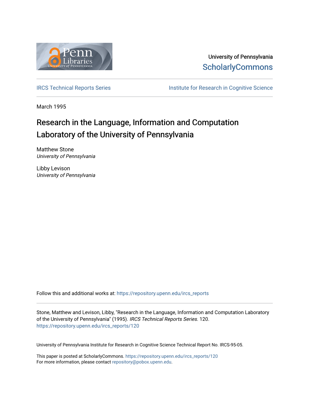 Research in the Language, Information and Computation Laboratory of the University of Pennsylvania