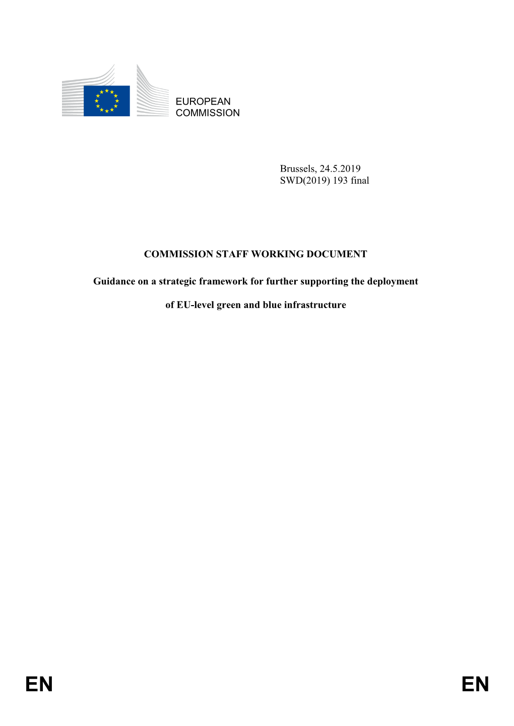 Guidance on a Strategic Framework for Further Supporting the Deployment of EU-Level Green and Blue