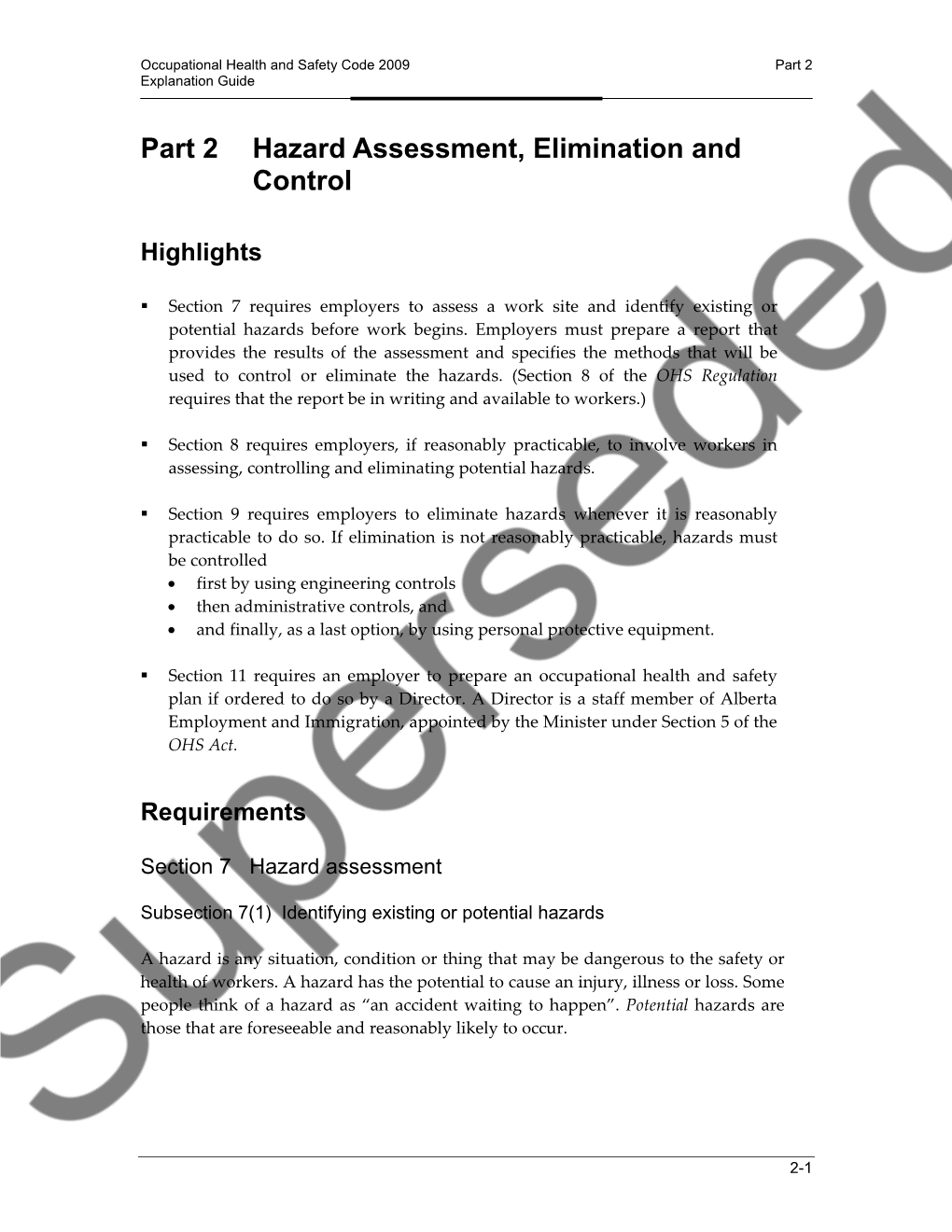 Part 2 Hazard Assessment, Elimination and Control