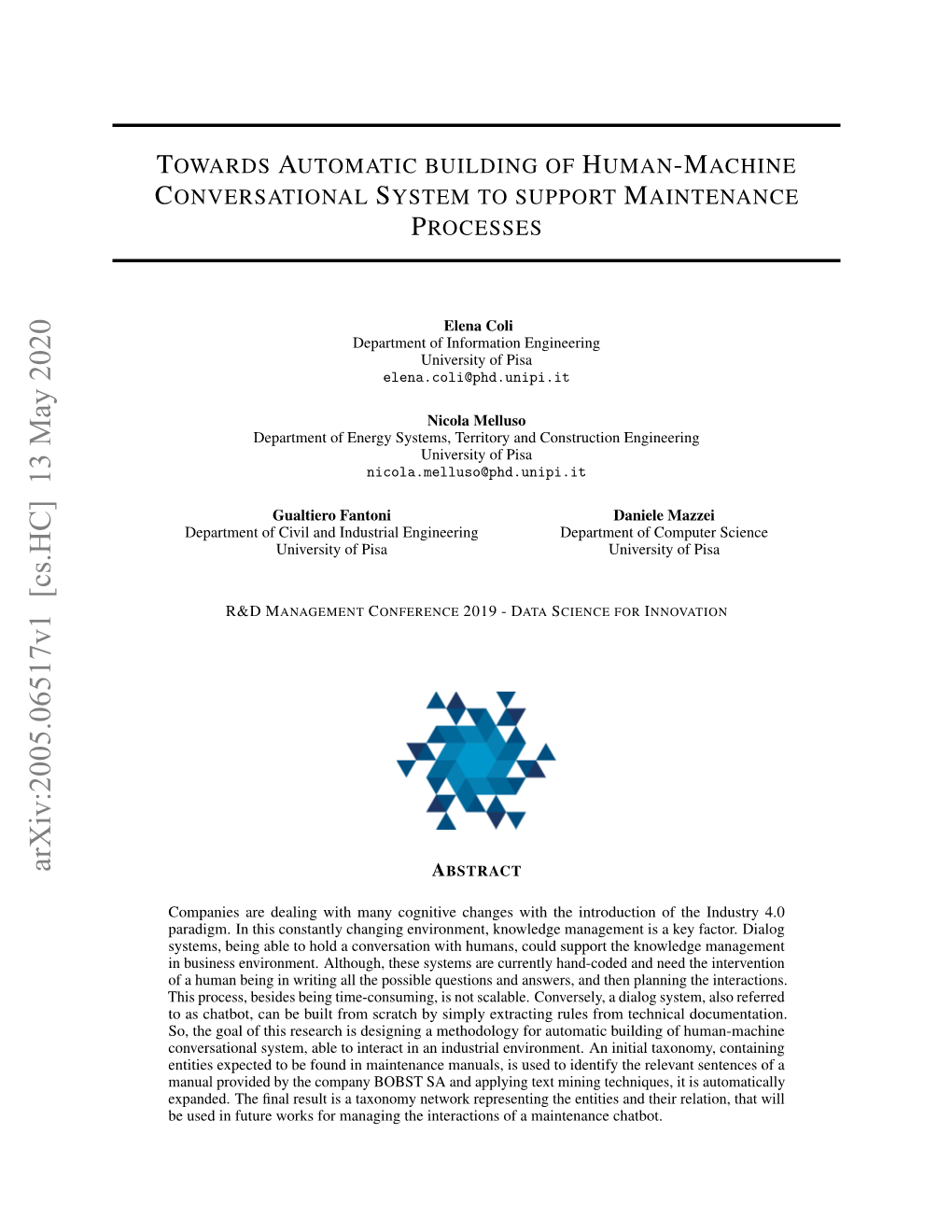 Arxiv:2005.06517V1 [Cs.HC] 13 May 2020 ABSTRACT