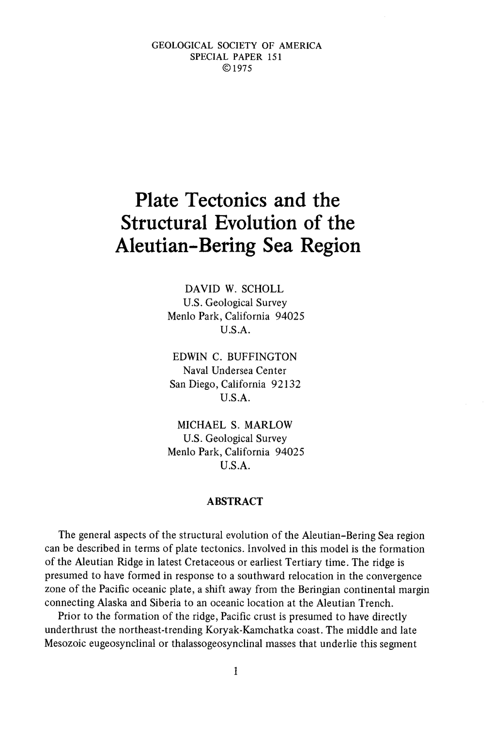 DAVID W. SCHOLL US Geological Survey Menlo