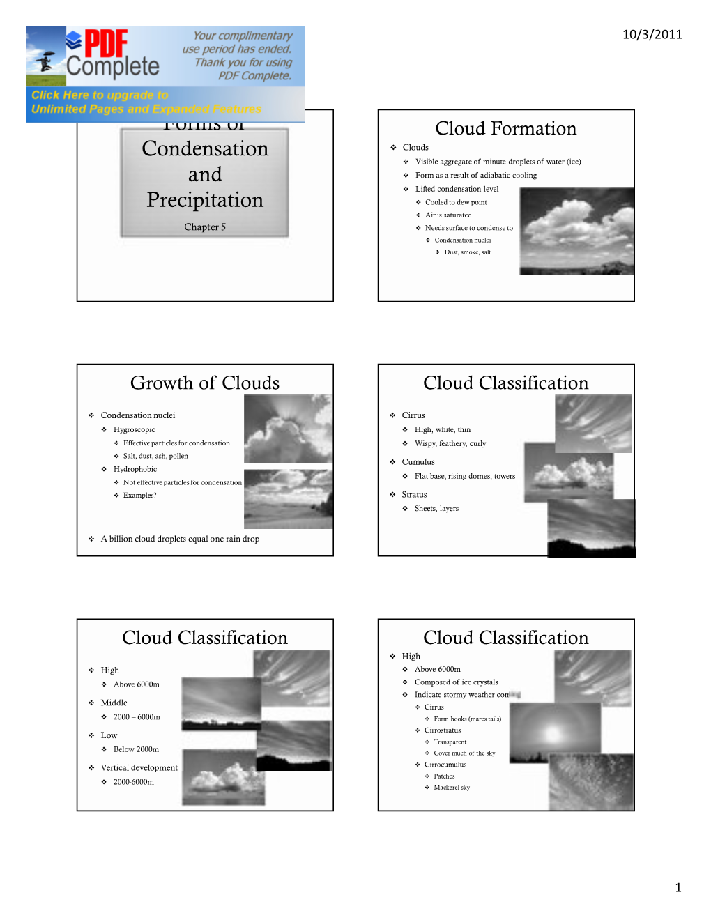 Forms of Condensation and Precipitation