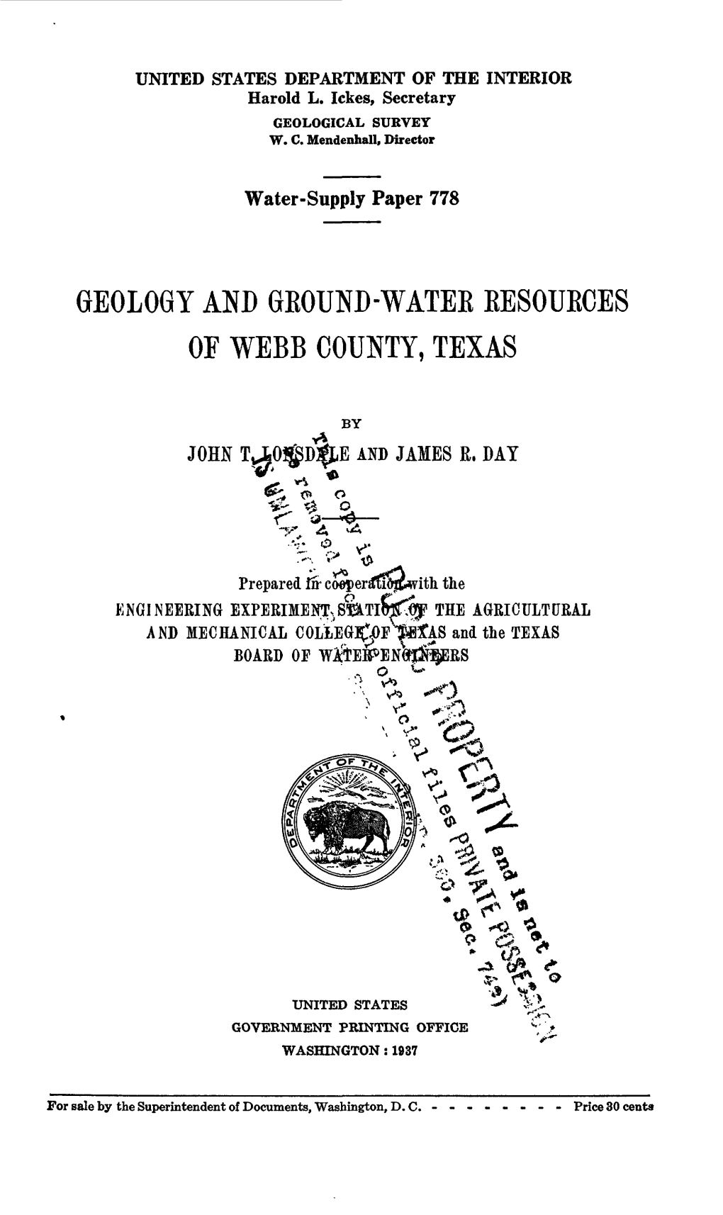 Geology and Gbound-Wateb Eesoueces of Webb County, Texas