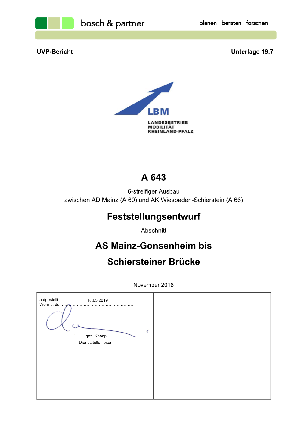 A 643 Feststellungsentwurf AS Mainz-Gonsenheim Bis