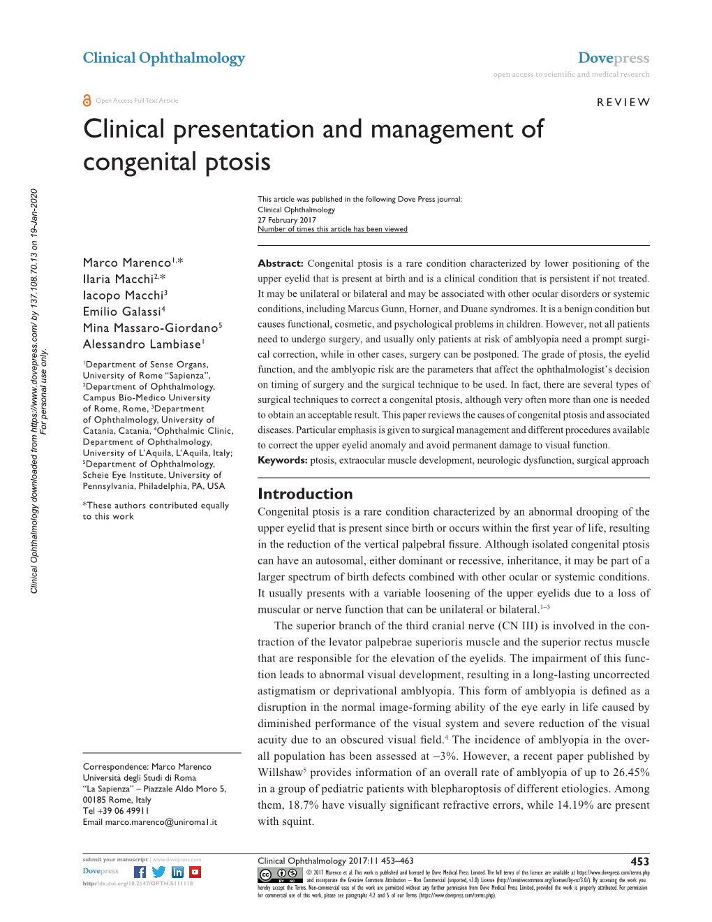 Clinical Presentation and Management of Congenital Ptosis Open Access to Scientific and Medical Research DOI