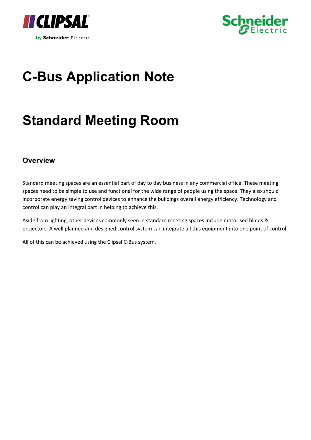 C-Bus Application Note Standard Meeting Room