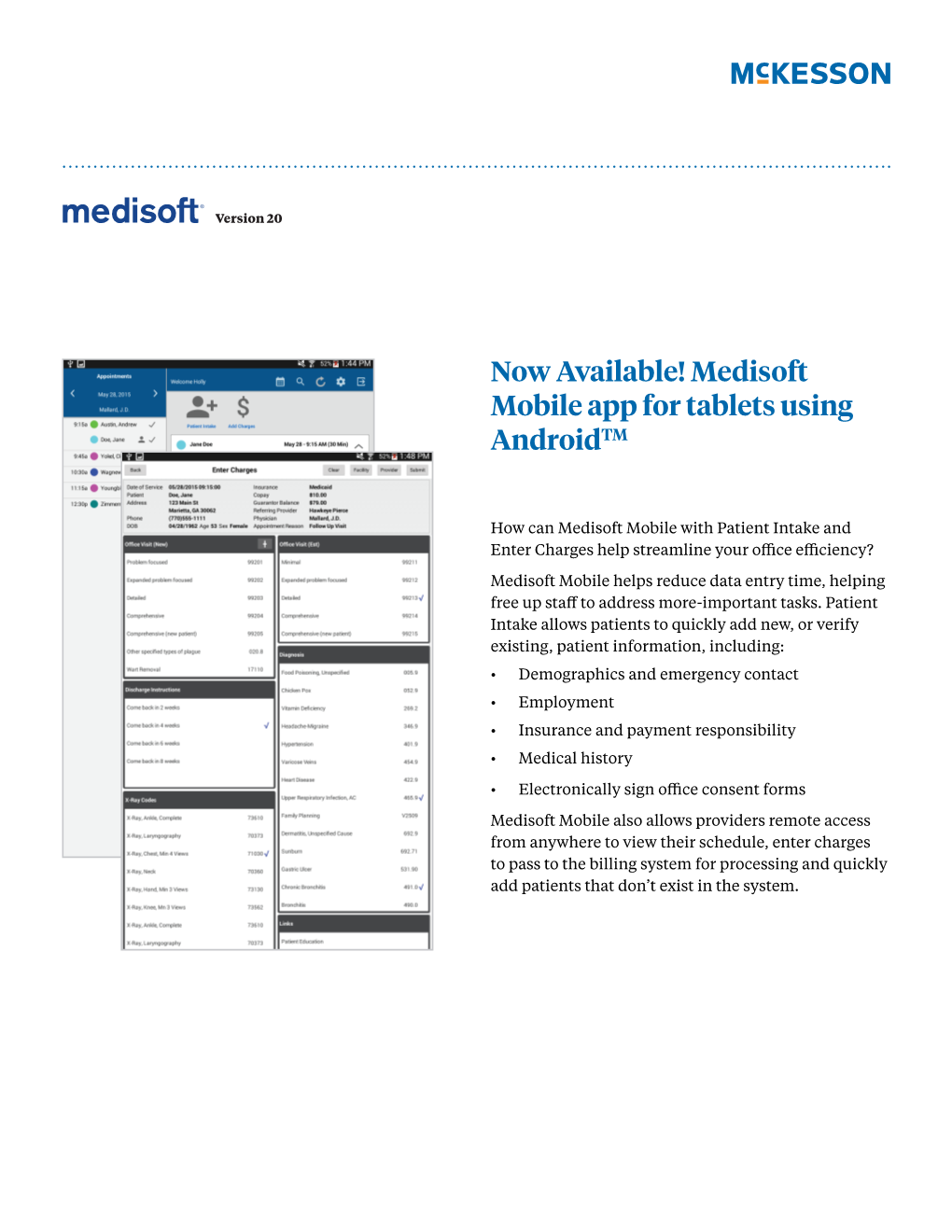 Medisoft Mobile App for Tablets Using Androidtm