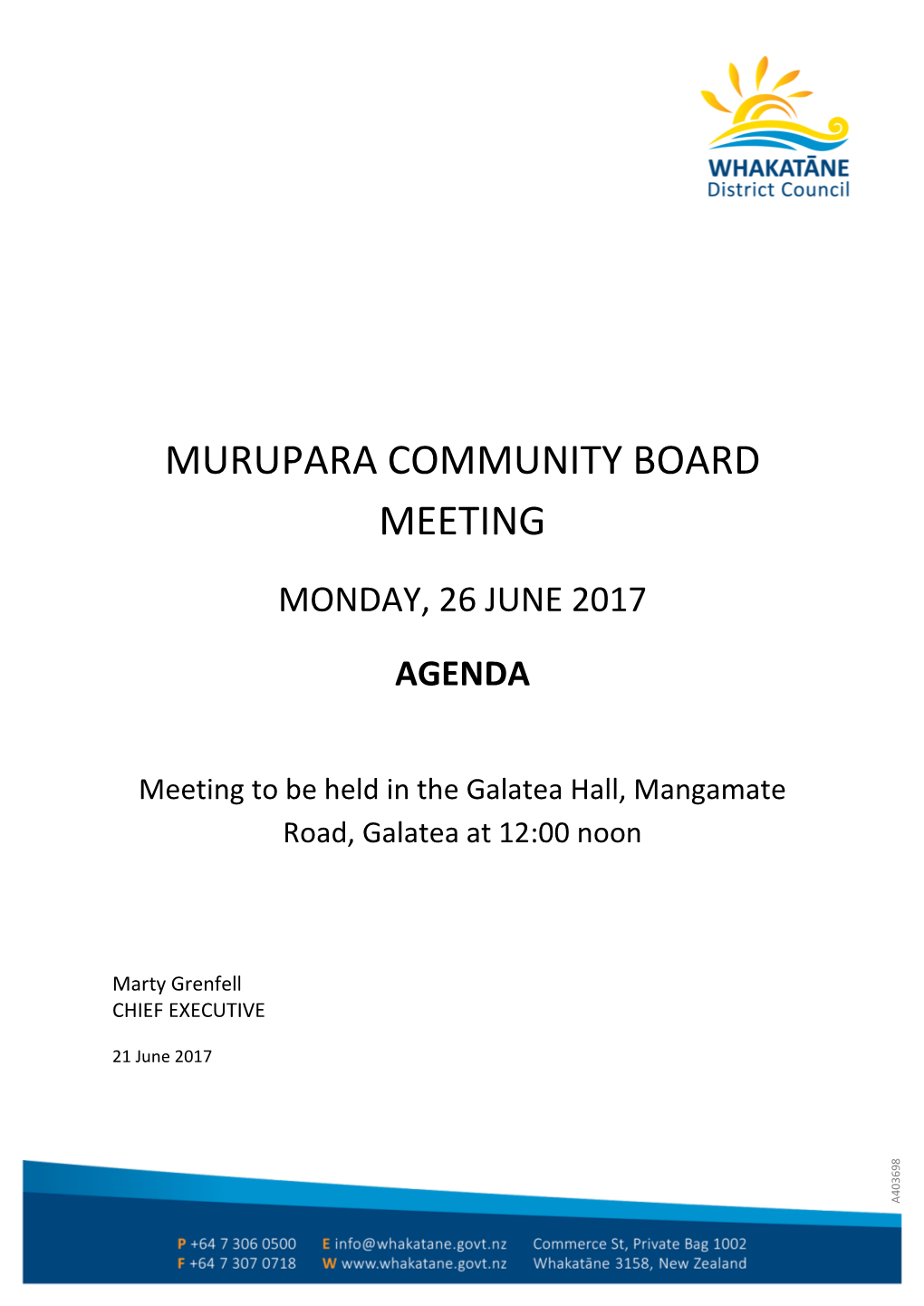 Murupara Community Board 26 June 2017