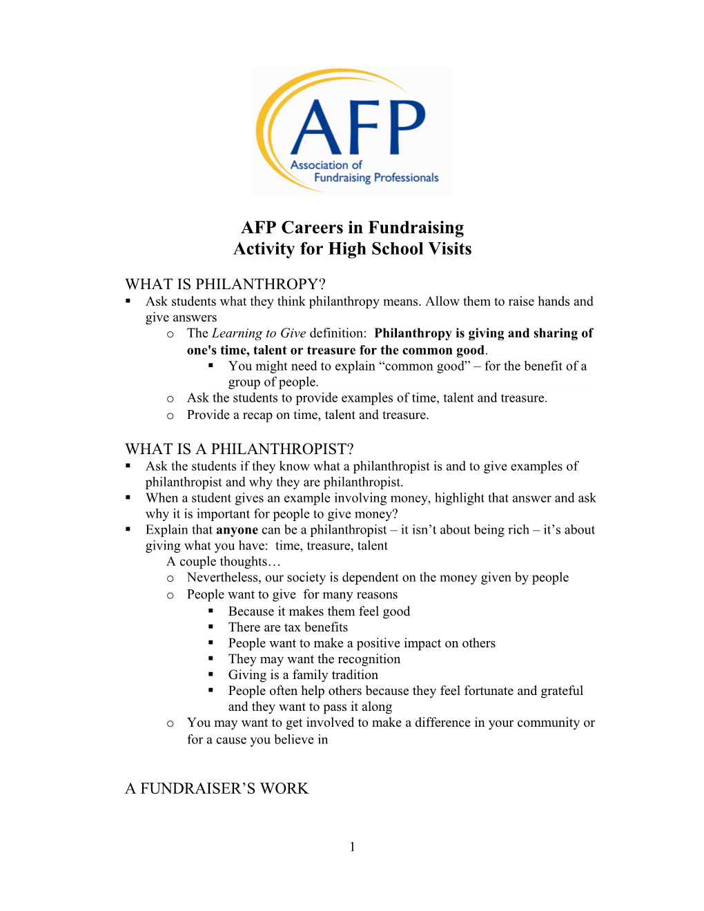 AFP Youth in Philanthropy