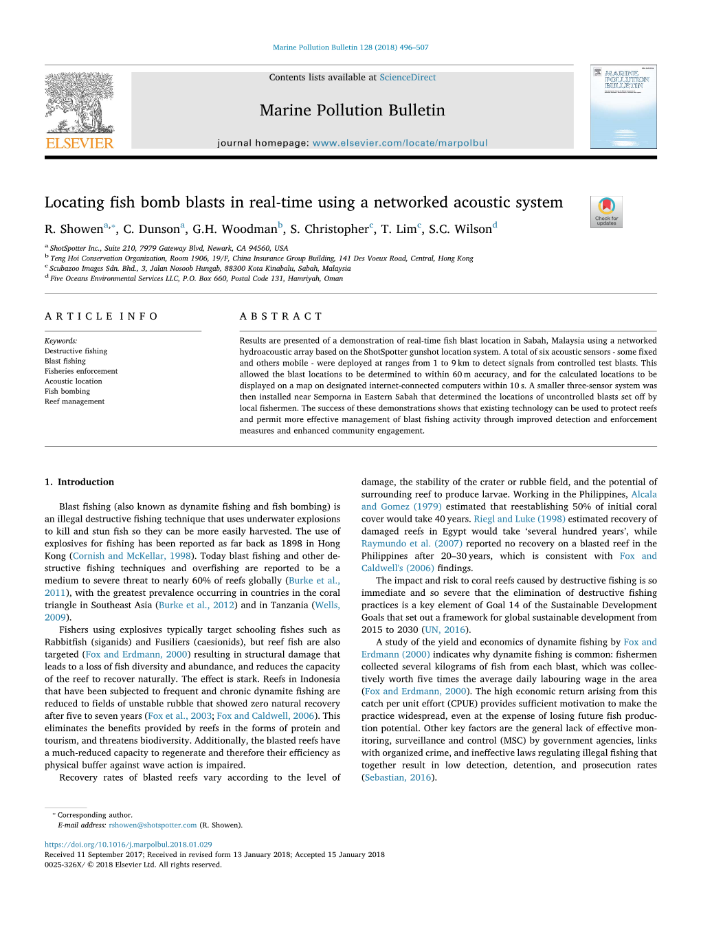 Locating Fish Bomb Blasts in Real-Time Using a Networked Acoustic System