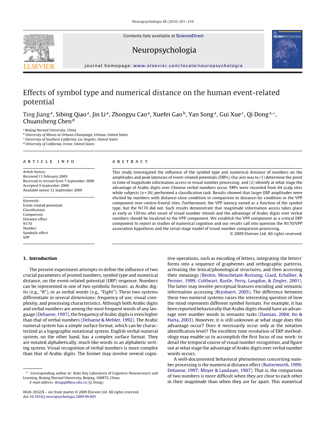 Neuropsychologia Effects of Symbol Type and Numerical Distance on The