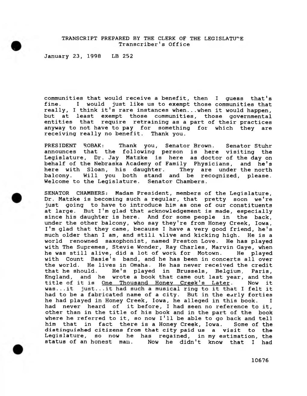 January 23, 1998 LB 252 TRANSCRIPT PREPARED by THE