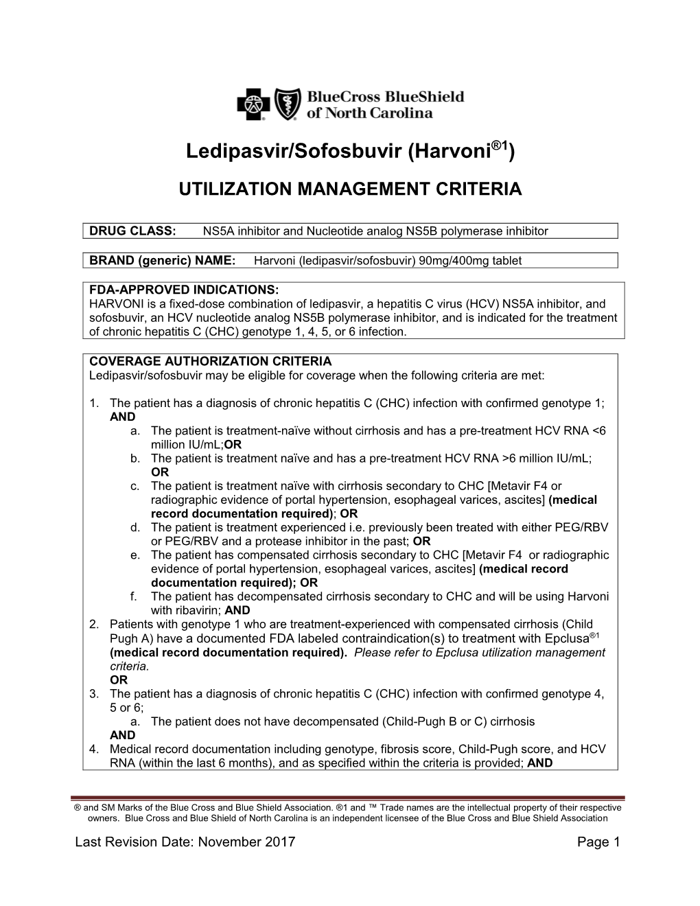 Ledipasvir/Sofosbuvir (Harvoni®1)