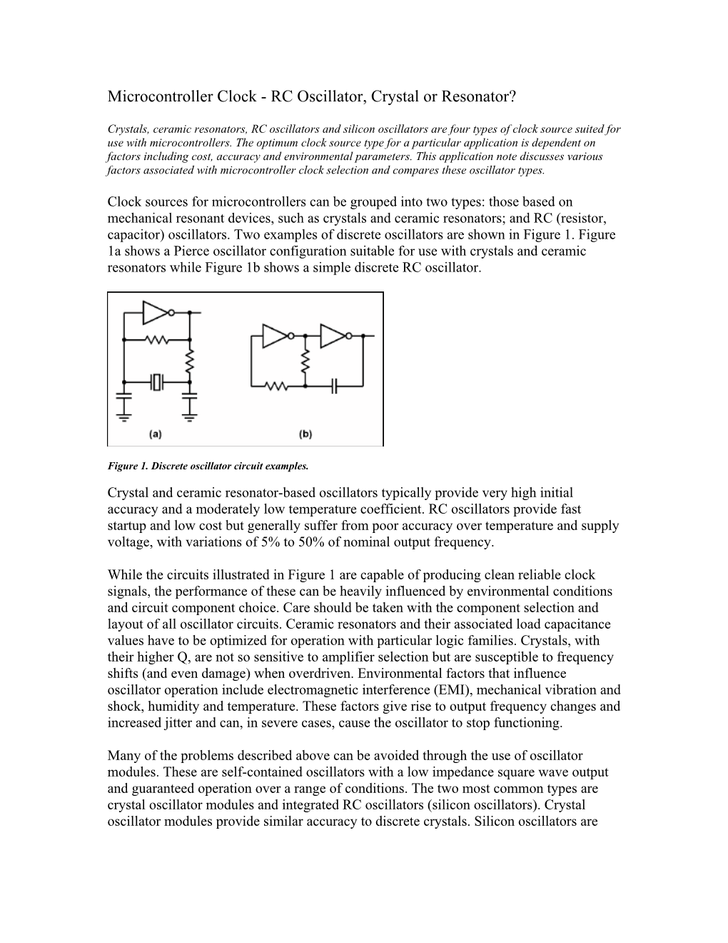 Microcontroller Clock - RC Oscillator, Crystal Or Resonator?