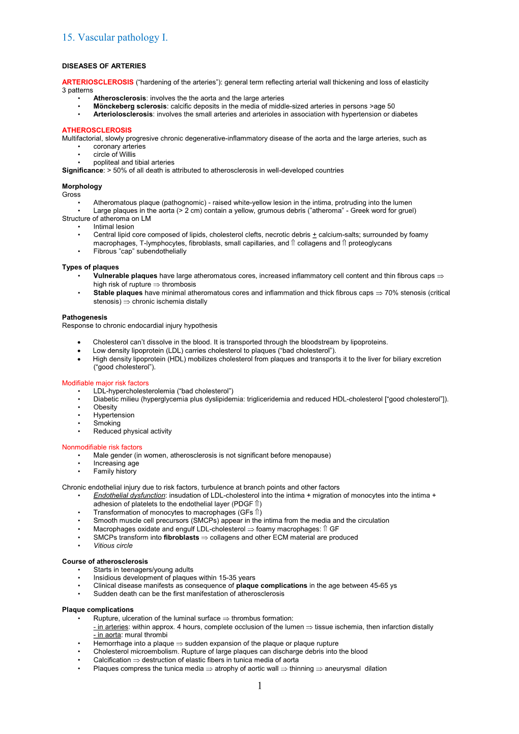 15. Vascular Pathology I. 1