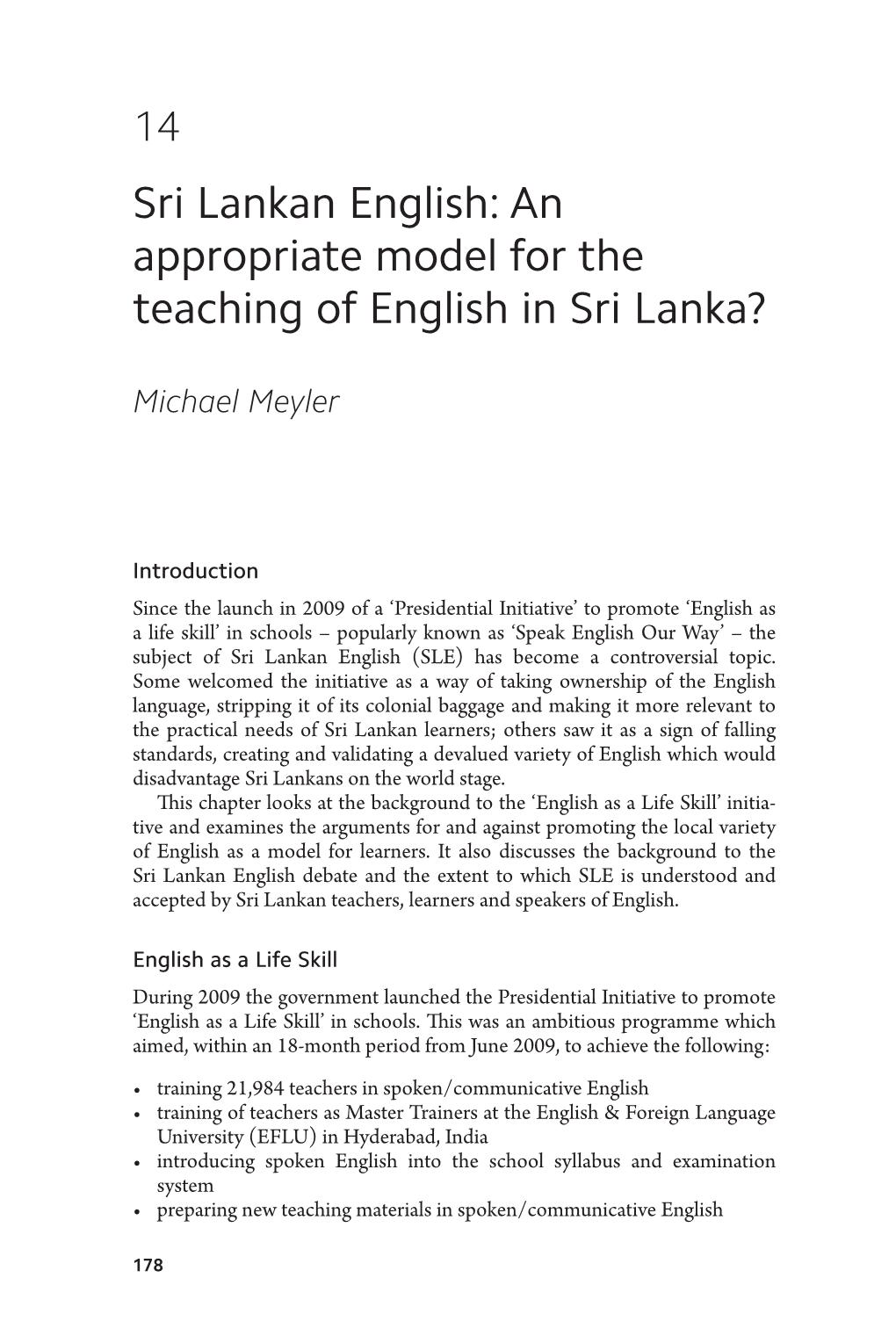 Sri Lankan English: an Appropriate Model for the Teaching of English in Sri Lanka?