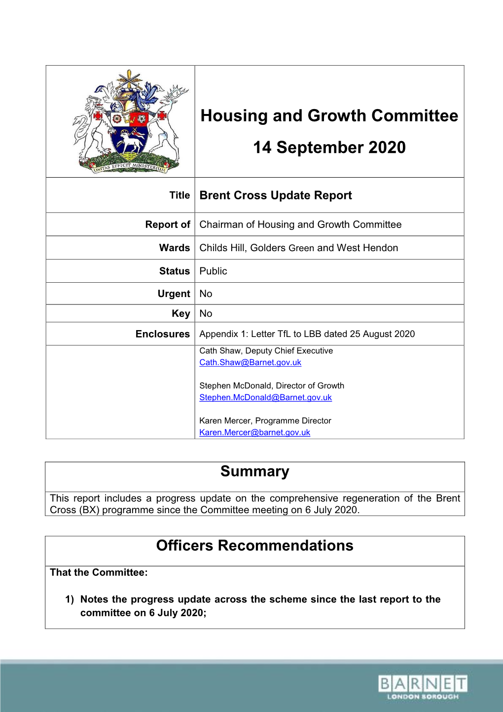 Housing and Growth Committee 14 September 2020