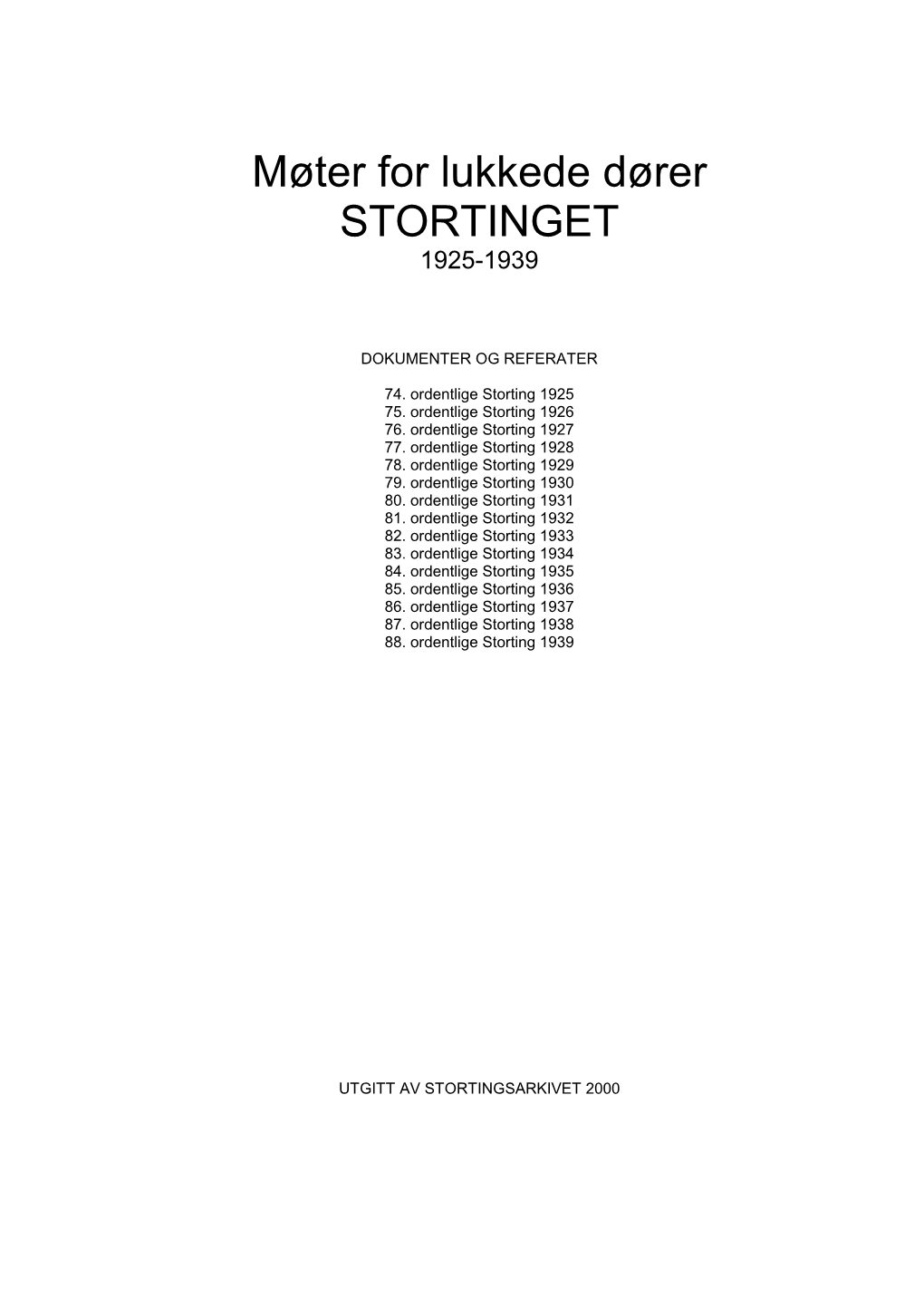 1925-1939 Katalog Over Referat