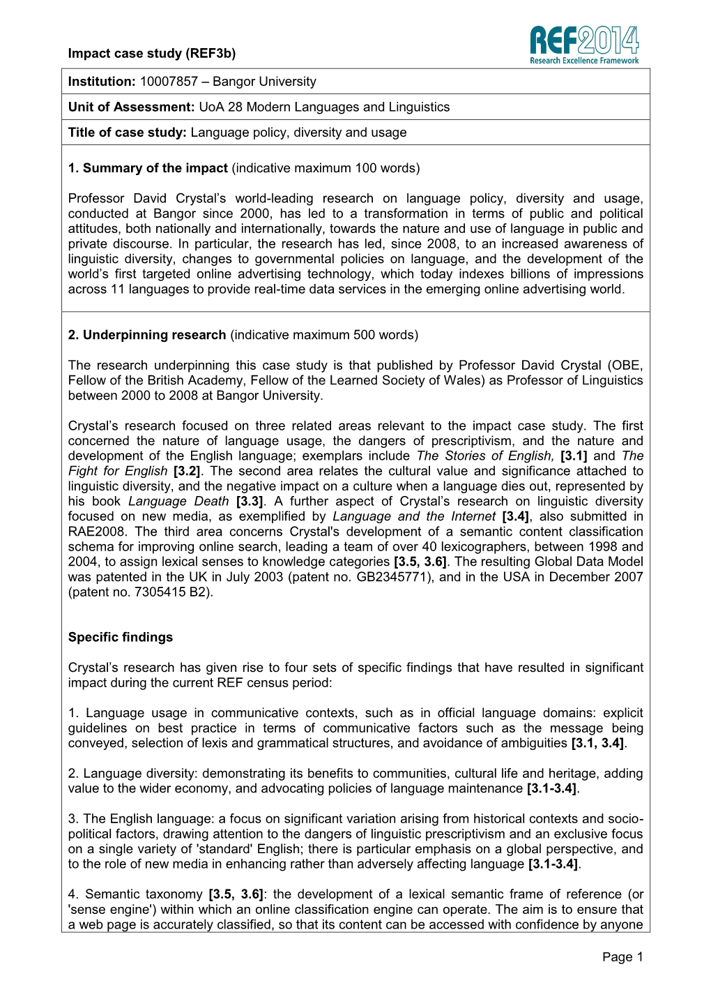 Impact Case Study (Ref3b) Page 1 Institution: 10007857 – Bangor