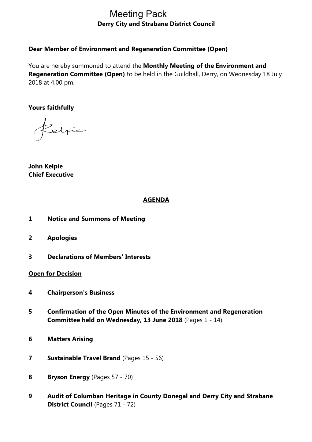 (Public Pack)Agenda Document for Environment and Regeneration Committee (Open), 18/07/2018 16:00