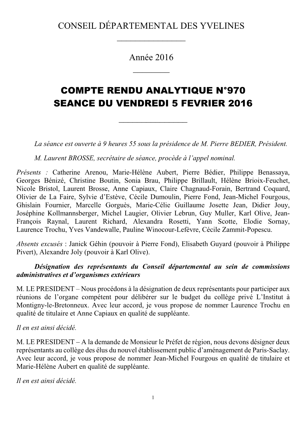 Compte Rendu Analytique N° 970 Du