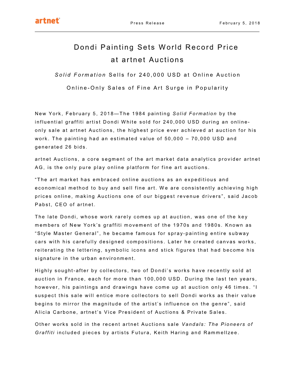 Dondi Painting Sets World Record Price at Artnet Auctions