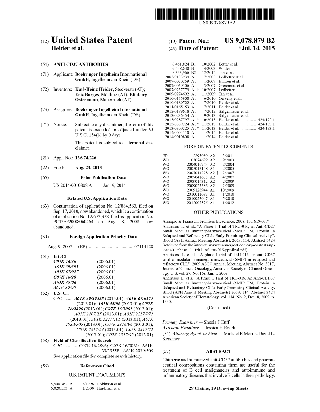 (12) United States Patent (10) Patent No.: US 9,078,879 B2 2030/505