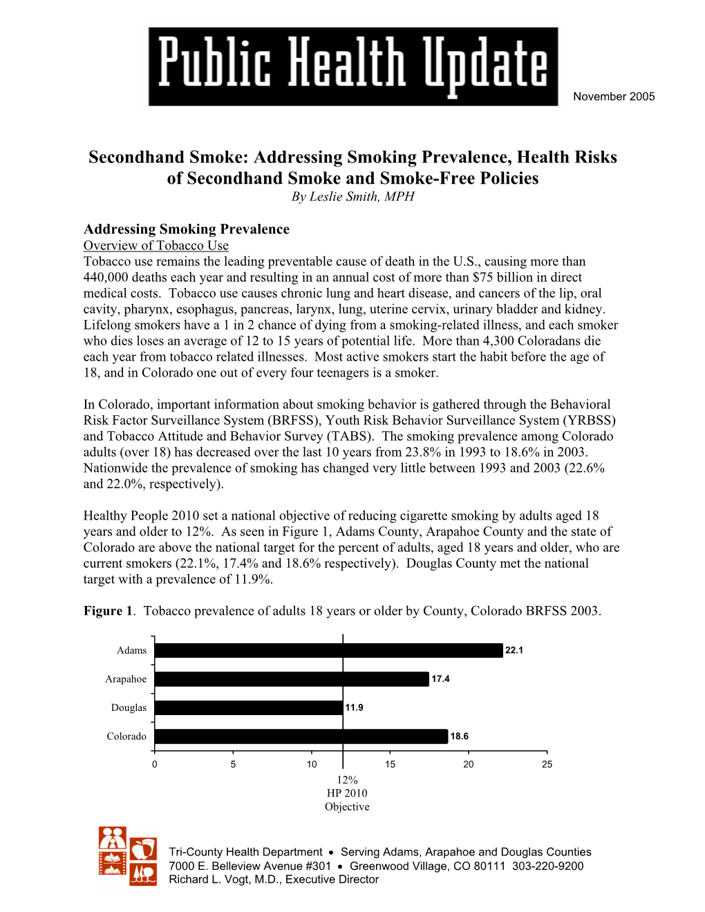 Secondhand Smoke: Addressing Smoking Prevalence, Health Risks of Secondhand Smoke and Smoke-Free Policies by Leslie Smith, MPH