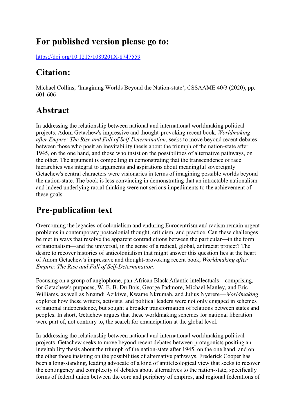 Abstract Pre-Publication Text