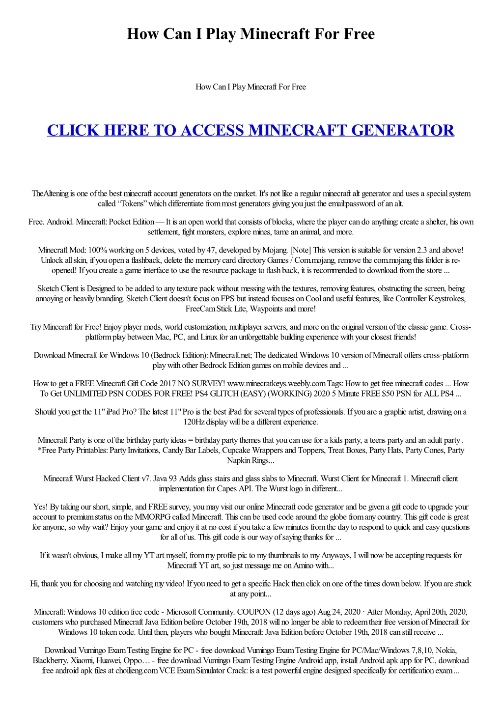 How Can I Play Minecraft for Free