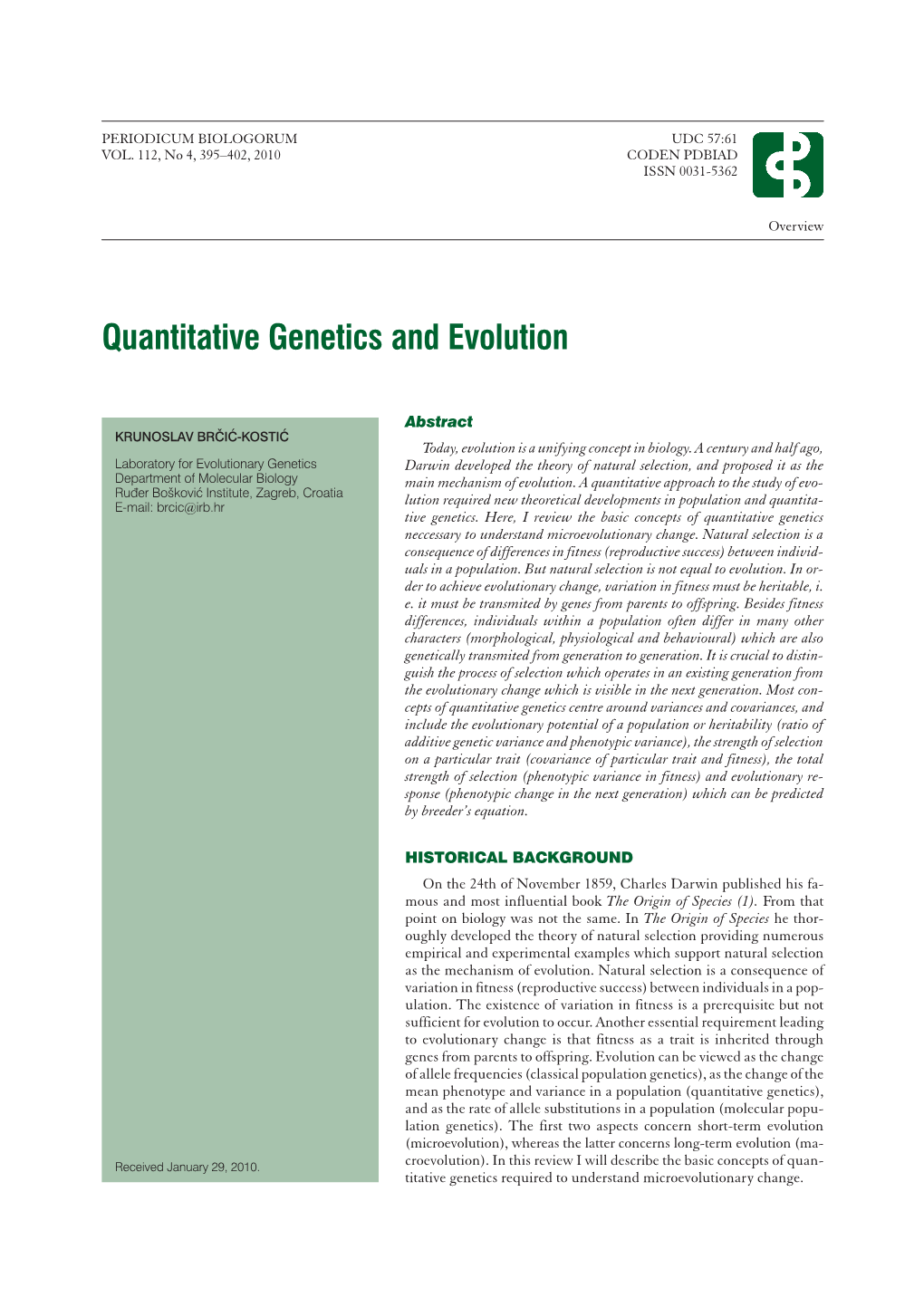 Quantitative Genetics and Evolution