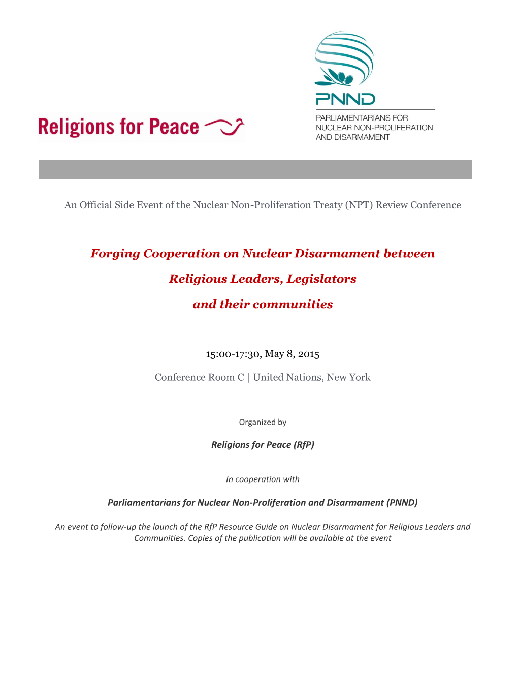 Forging Cooperation on Nuclear Disarmament Between Religious