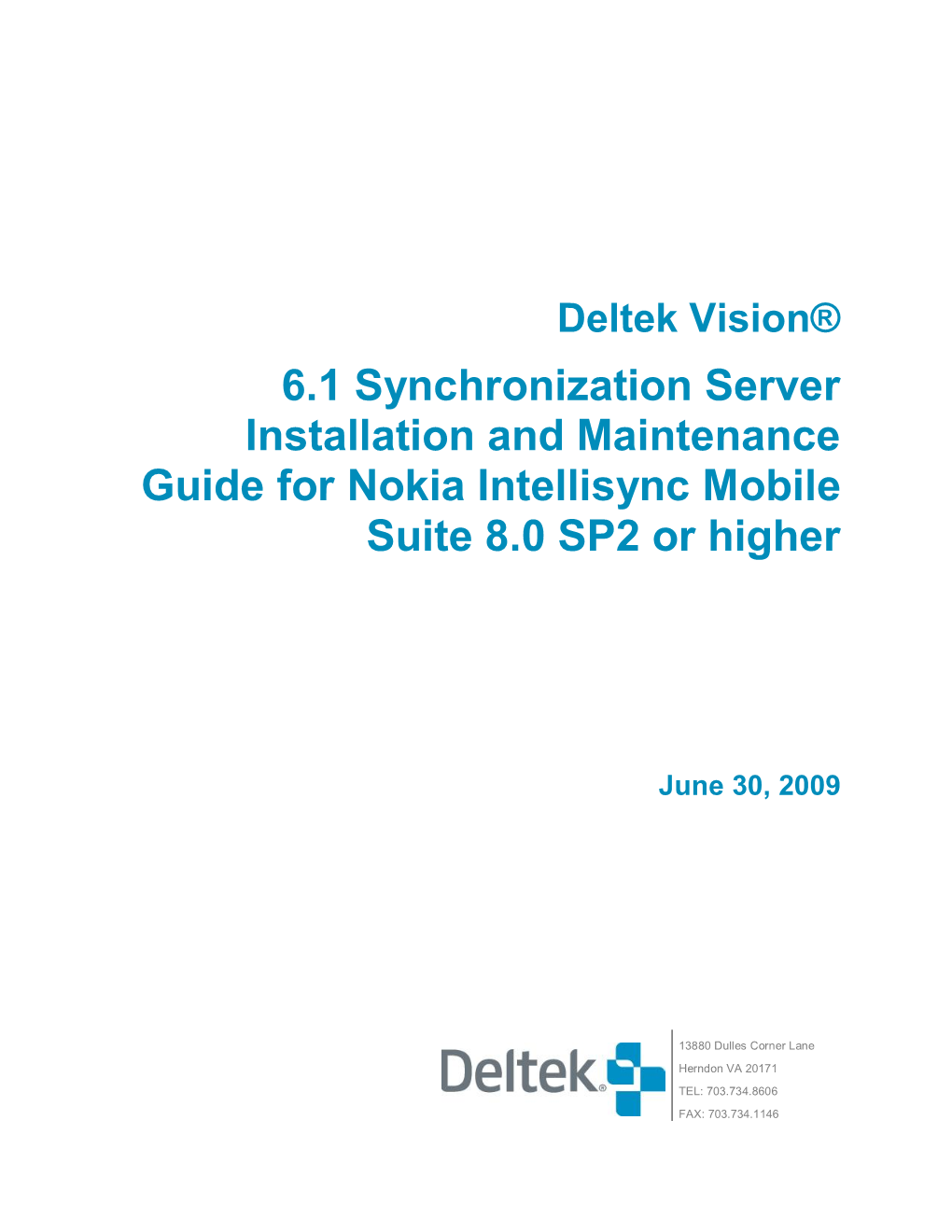 Deltek Vision 6.1 Synchronization Server Installation And
