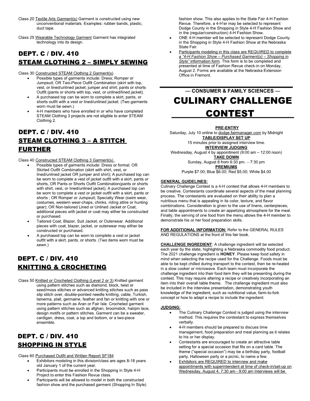 2021 Culinary Challenge Contest