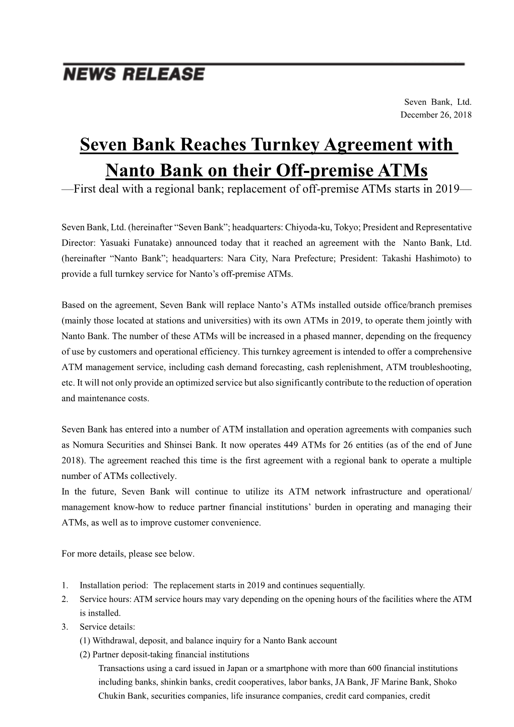 [PDF]Seven Bank Reaches Turnkey Agreement with Nanto Bank On