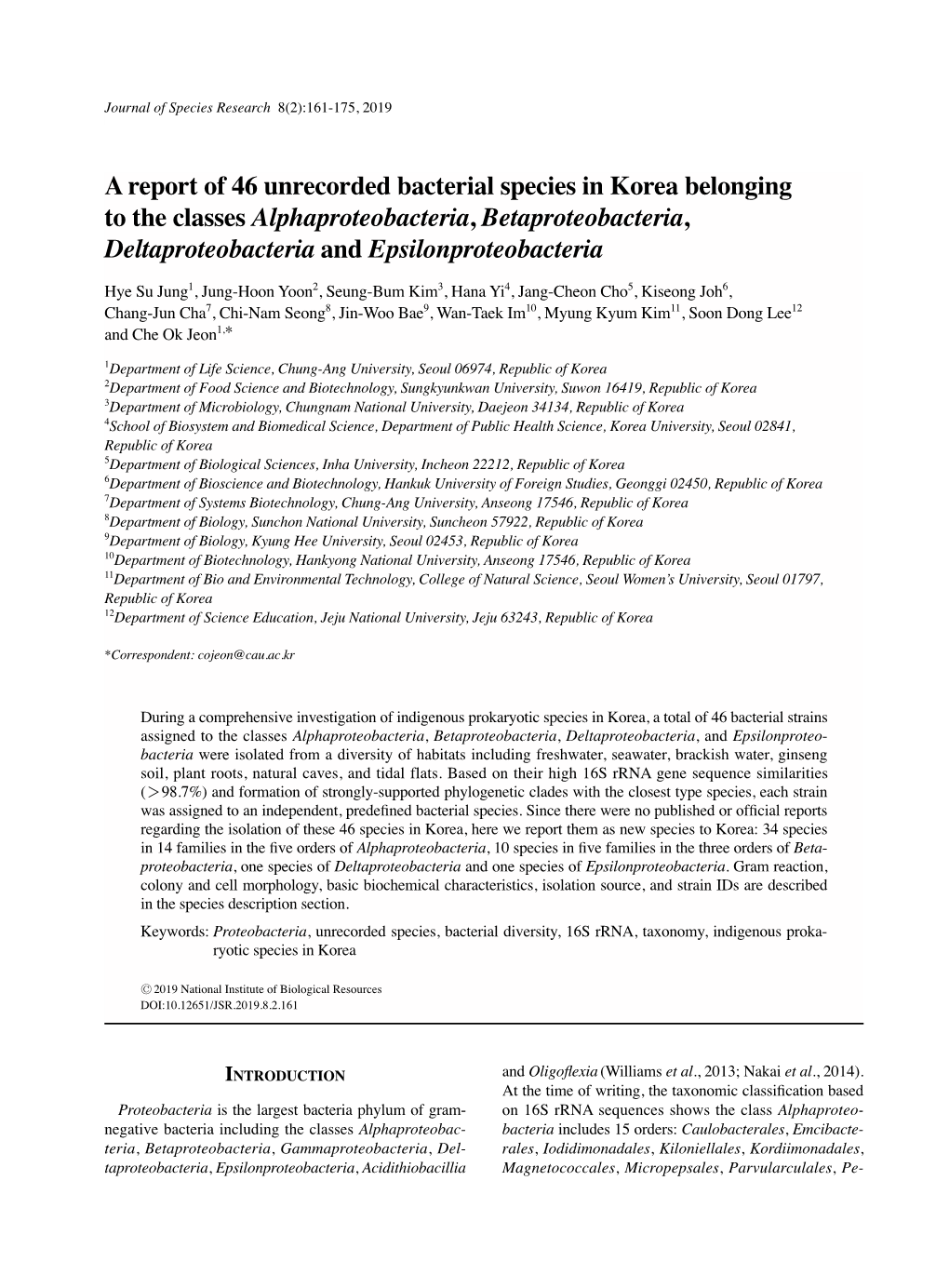 A Report of 46 Unrecorded Bacterial Species in Korea Belonging to the Classes Alphaproteobacteria, Betaproteobacteria, Deltaproteobacteria and Epsilonproteobacteria