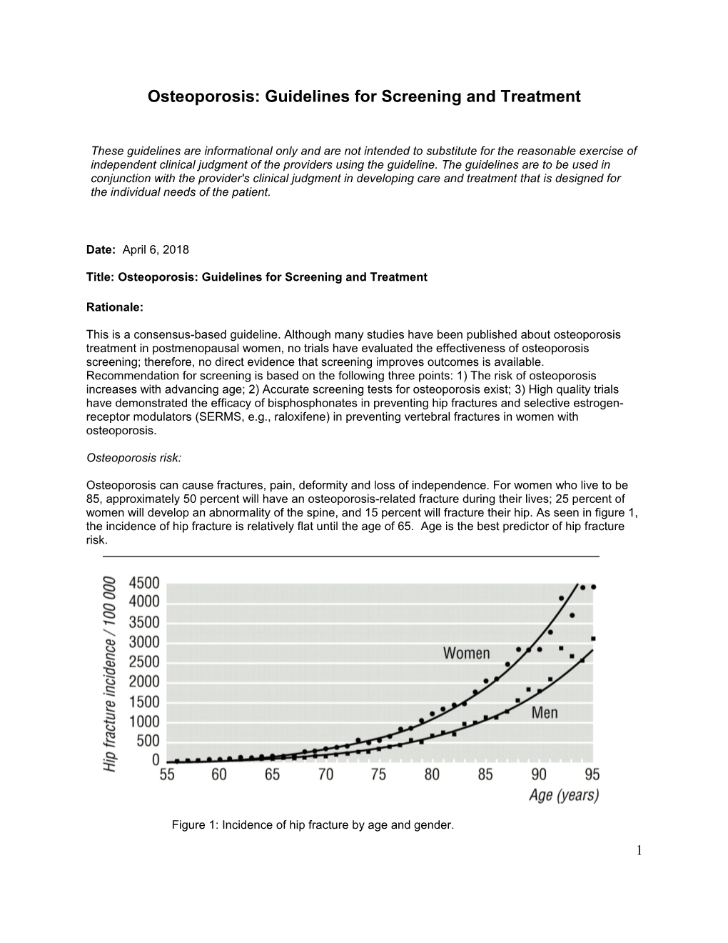 Osteoporosis Guidelines for Screening and Treatment