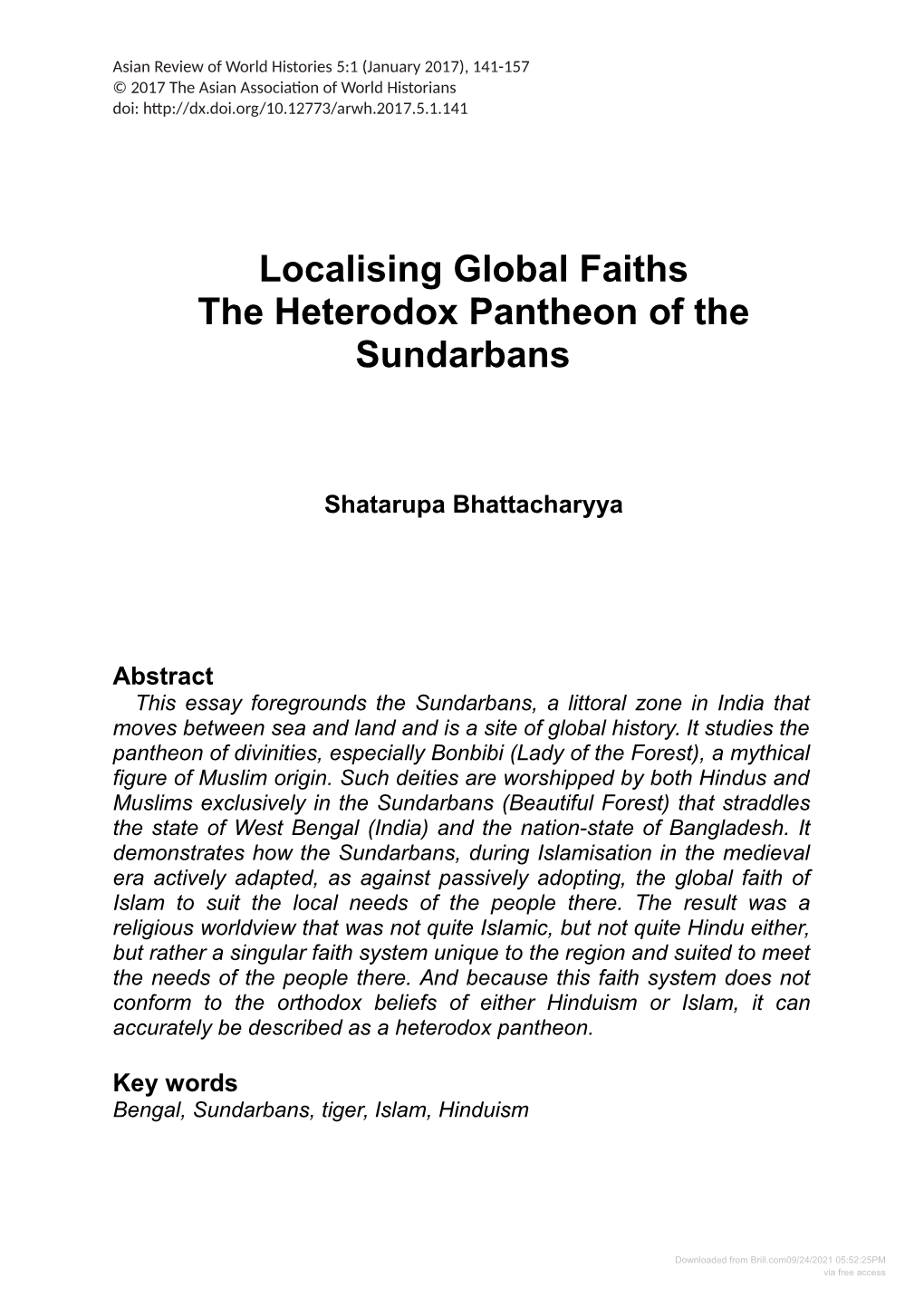 Localising Global Faiths the Heterodox Pantheon of the Sundarbans