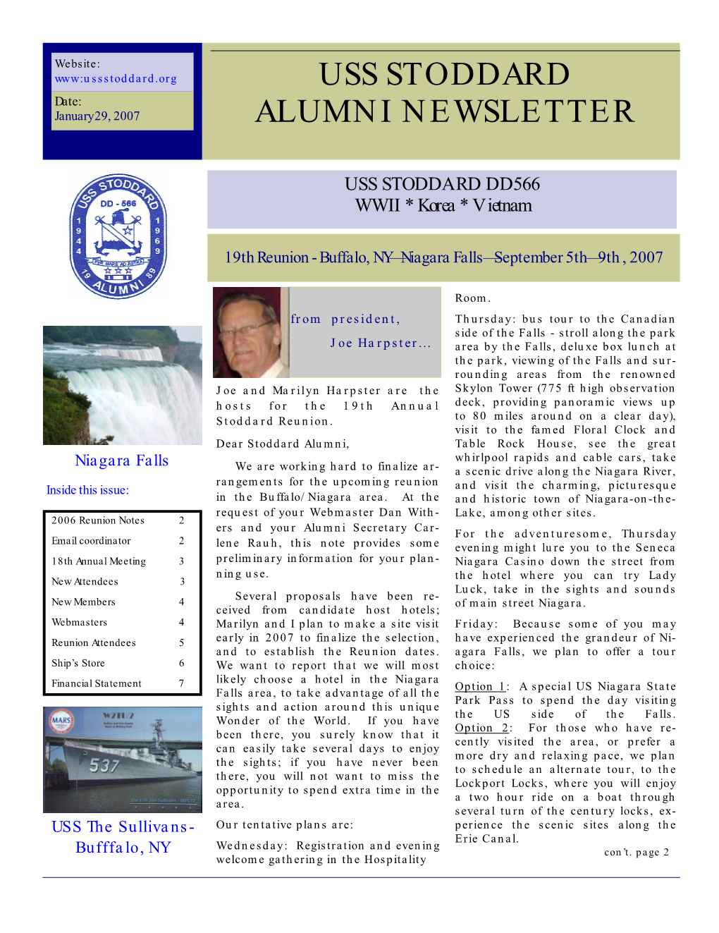 Uss Stoddard Alumni Newsletter