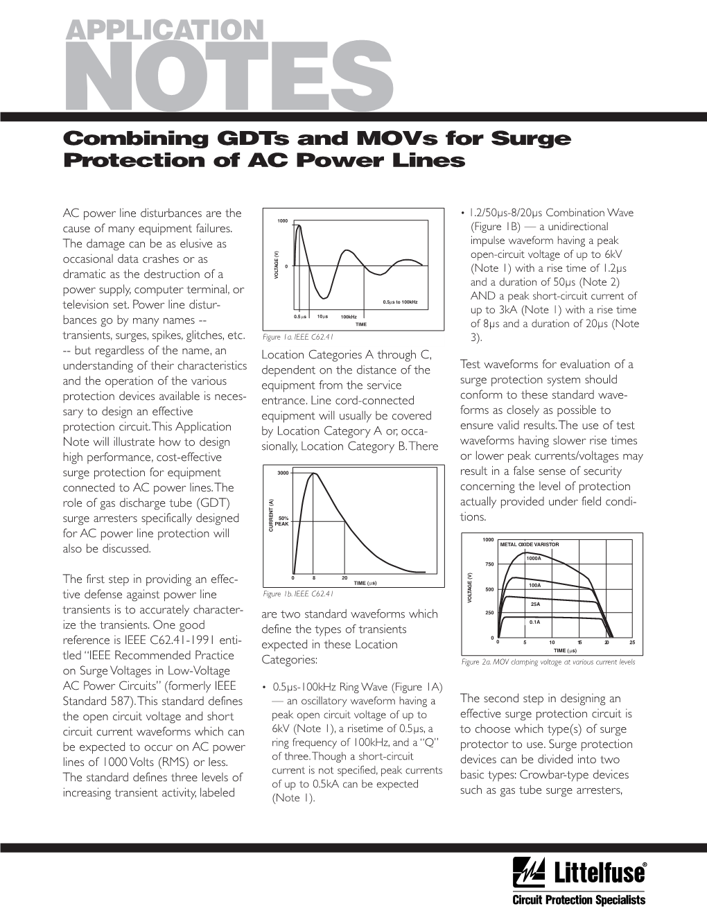Combining Gdts and Movs for Surge Protection of AC Power Lines