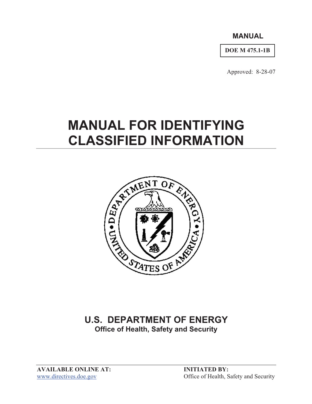 Manual for Identifying Classified Information