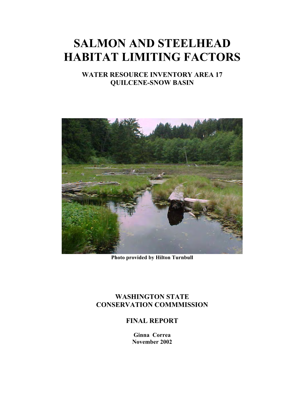 Salmon and Steelhead Habitat Limiting Factors