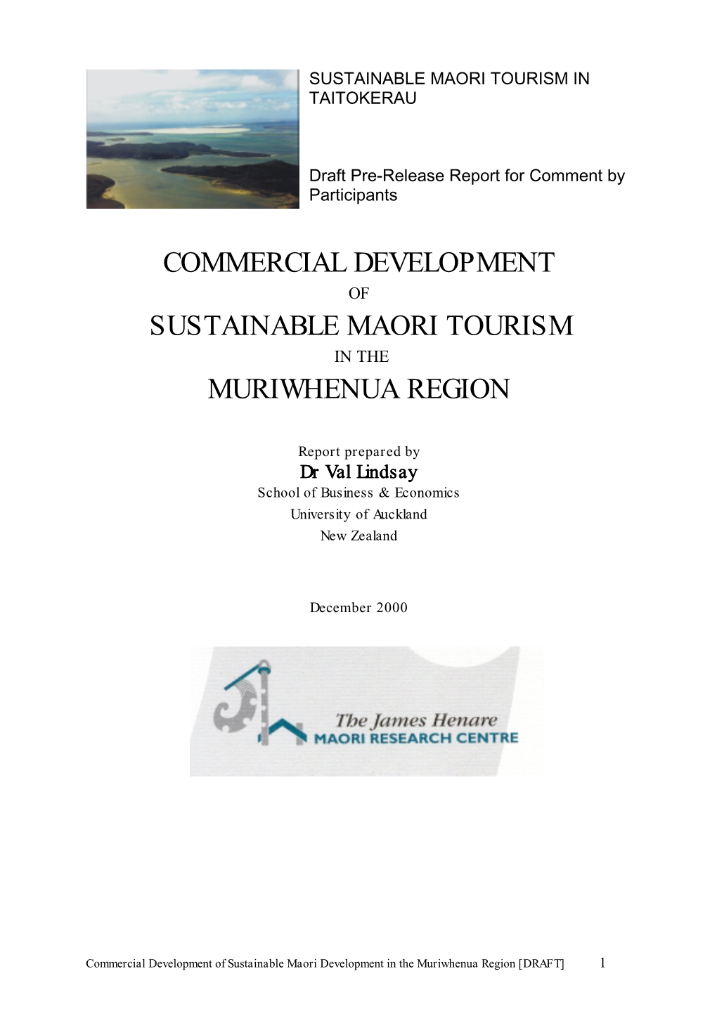 Commercial Development Sustainable Maori Tourism