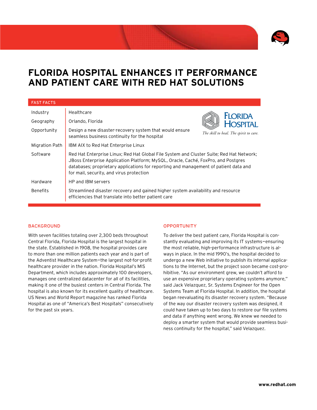 Florida Hospital Enhances IT Performance and Patient Care with Red Hat Solutions