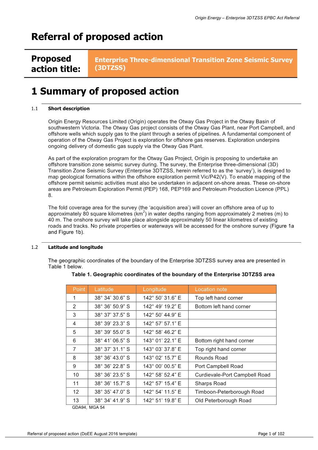 Referral of Proposed Action Form