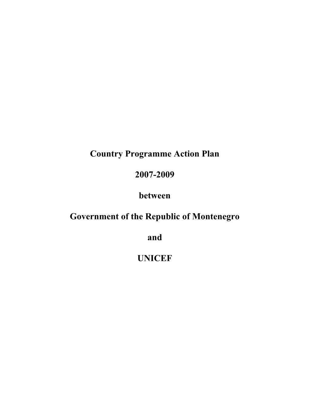 Common Framework for the Country Programme Action Plan