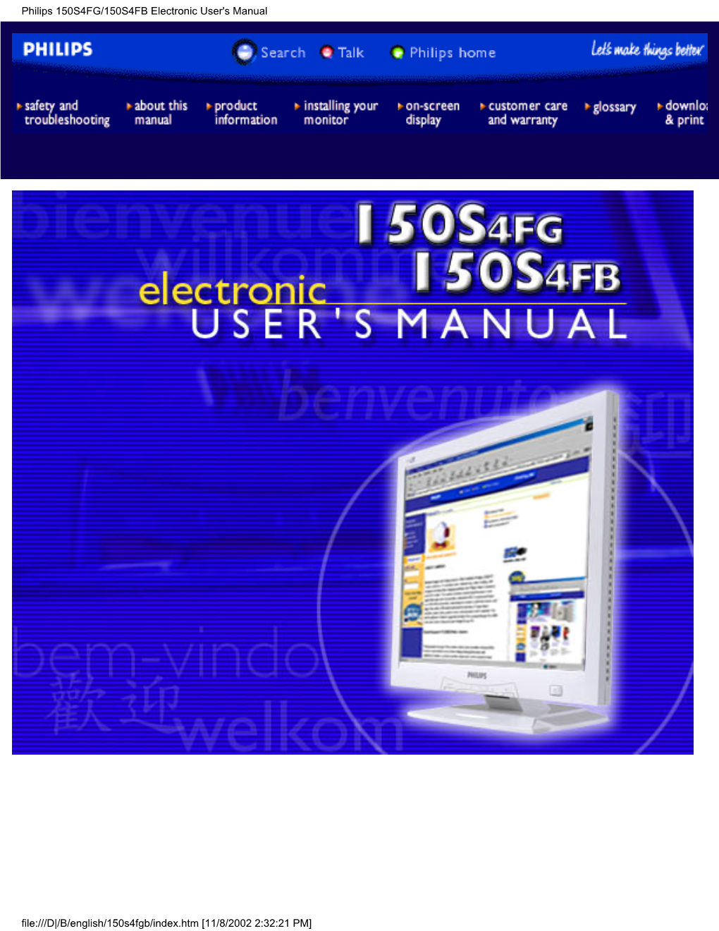 Philips 150S4FG/150S4FB Electronic User's Manual