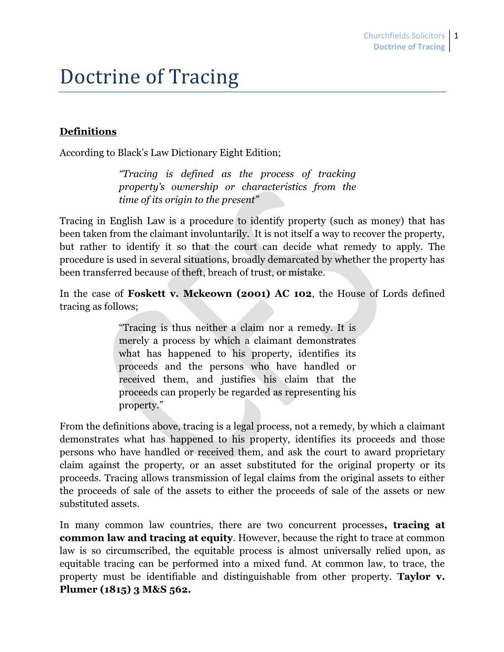 Doctrine of Tracing